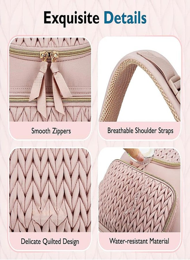 LITTLE CURIOUS حقيبة حفاضات ليتل كيوريوس | حقائب حفاضات للأمهات للسفر | حقائب لحمل أغراض الأم | حقيبة حفاضات أطفال للأمهات للسفر | حقيبة يد وحقيبة ظهر مع سجادة تغيير - وردي فاتح - Image 4